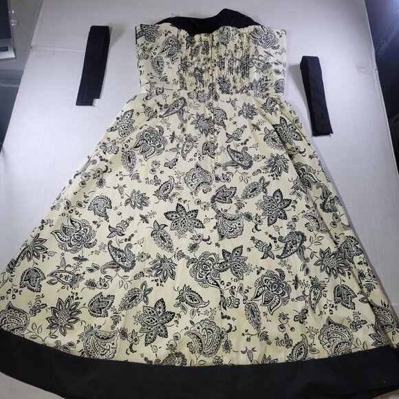 Dressbarn Women Cream/Black Floral Sleeveless Dress with Removable Straps Size 6 - Picture 7 of 8